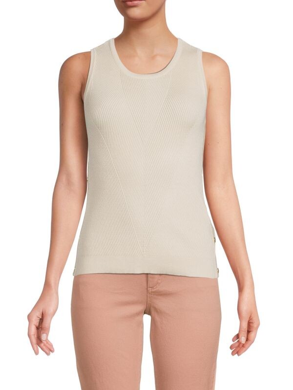 

Майка scoopneck в ребристую оболочку T Tahari Beige