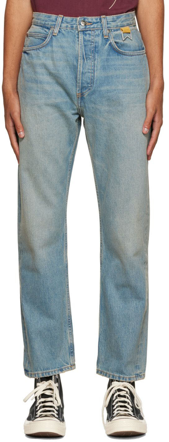 

Синие выцветшие джинсы Rhude