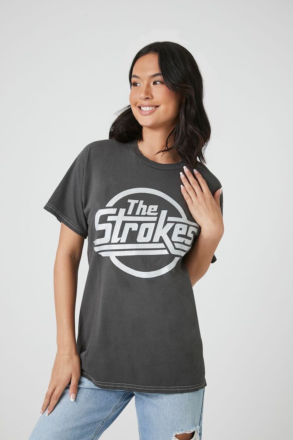 

Футболка с рисунком Strokes Forever 21, угольный