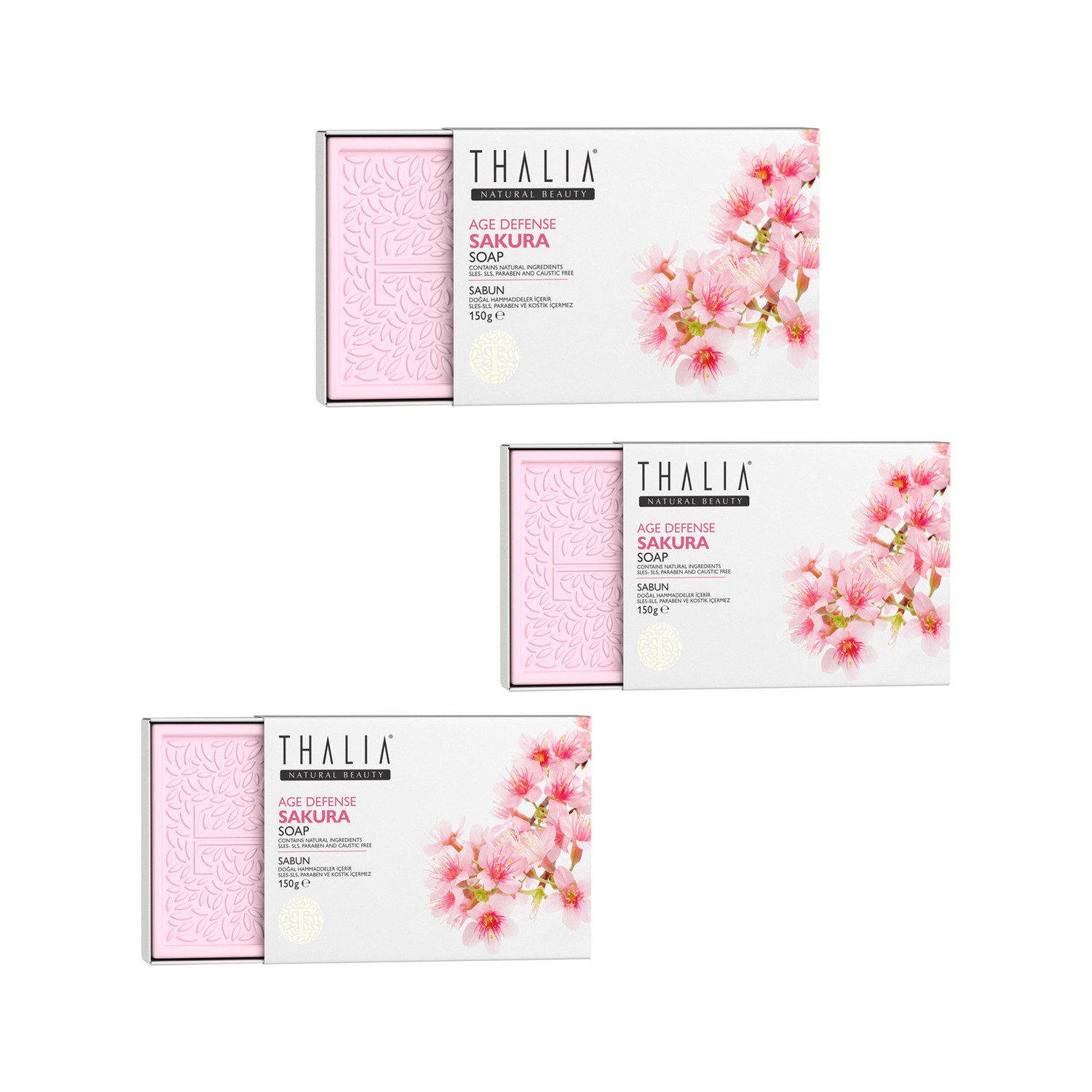 Антивозрастное мыло Thalia Sakura, 3 x 150 г sakura картриджи комплектом совместимые сакура sakura sakxfa76 3pk kx fa76 черный 3 упаковки [выгода 3%]