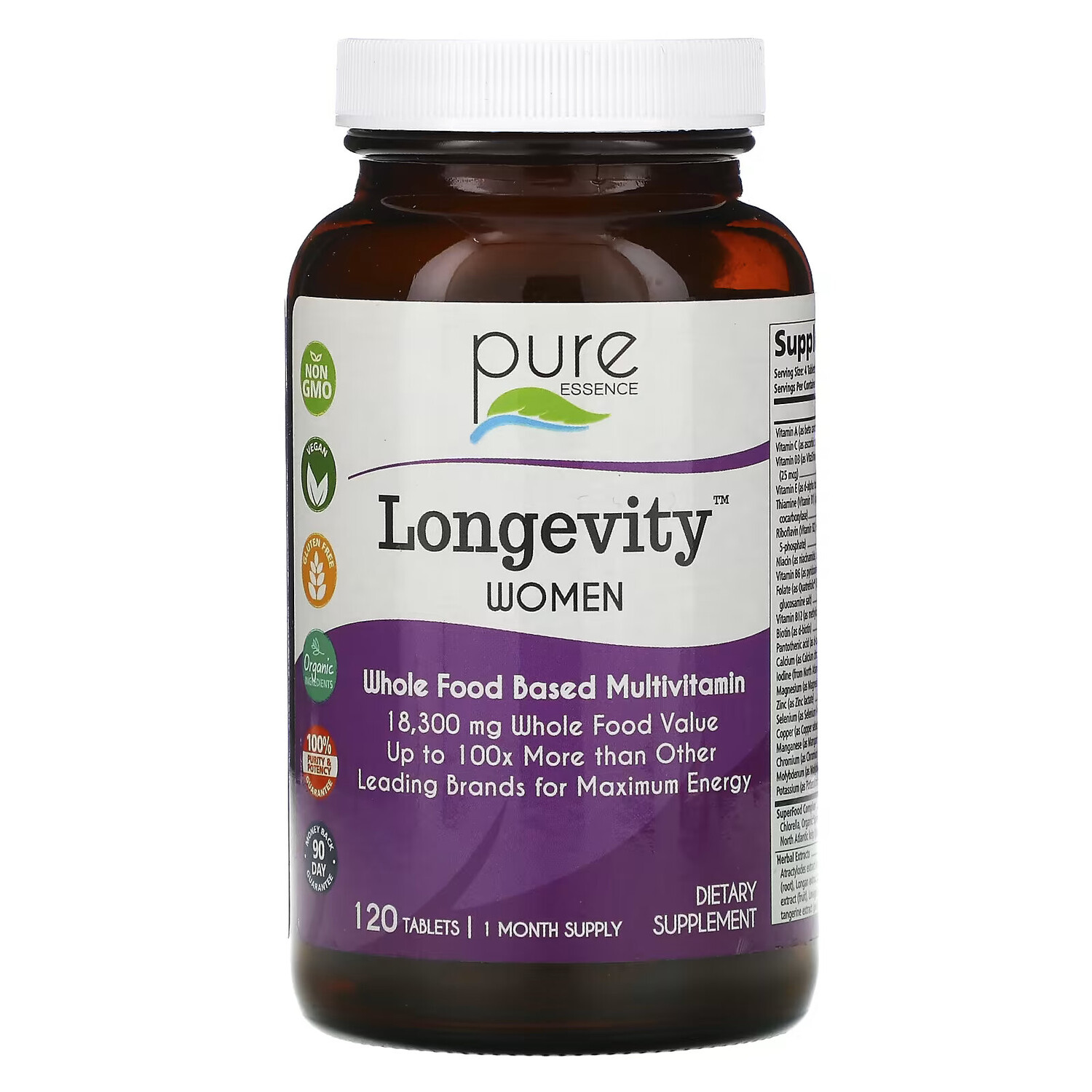 

Pure Essence, Longevity добавка для женщин, 120 таблеток