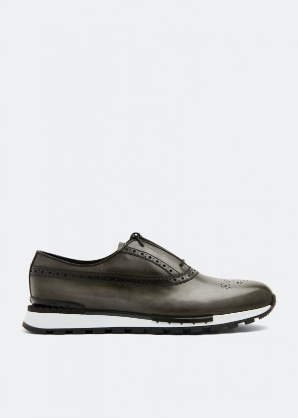

Кроссовки BERLUTI Fast Track leather sneakers, серый