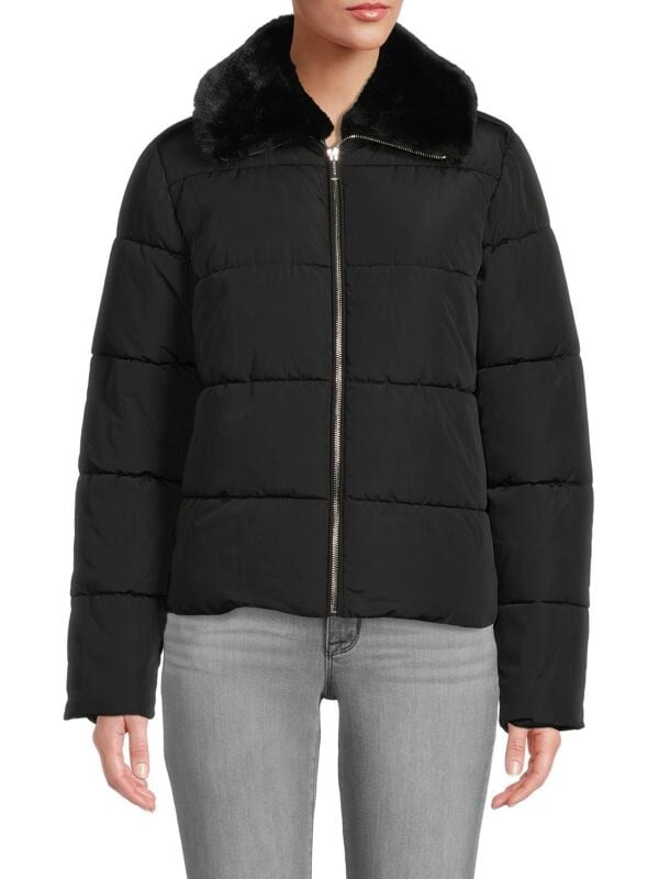 

Пуховик с воротником из искусственного меха Calvin Klein Black