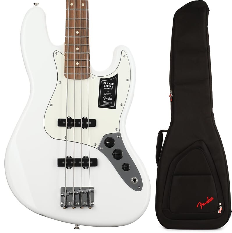 

Fender Player Jazz Bass — полярно-белый, с накладкой на гриф Pau Ferro и сумкой для электробаса Fender FB620 — черный 0149903515=1 0991522406=1