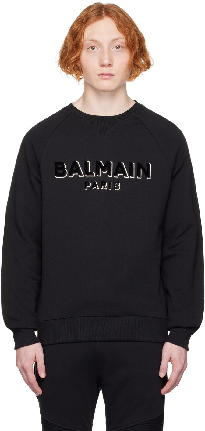 

Черный свитшот с флоком Balmain