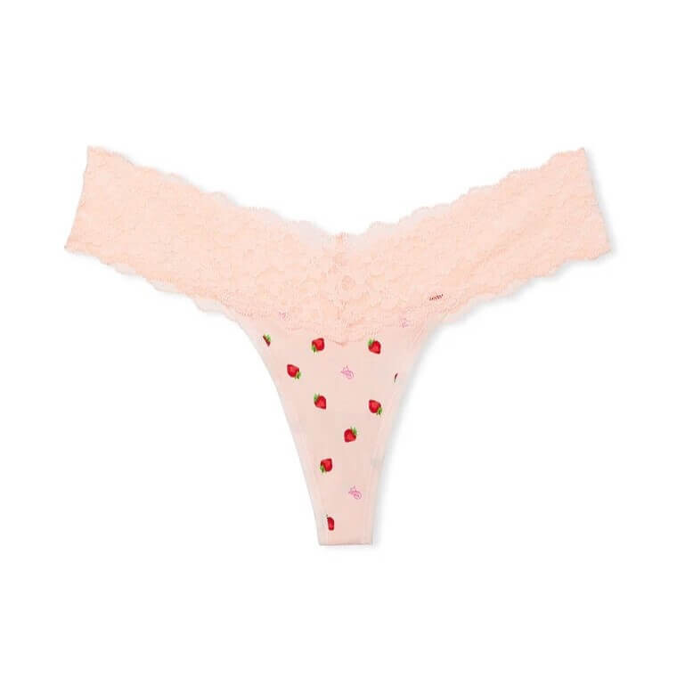 

Трусики-стринги Victoria's Secret The Lacie Lace-Waist Cotton, розовый