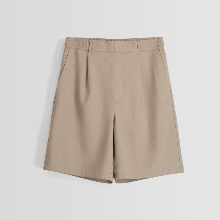 

Шорты Bershka Wide-leg Tailored Bermuda, светло-коричневый