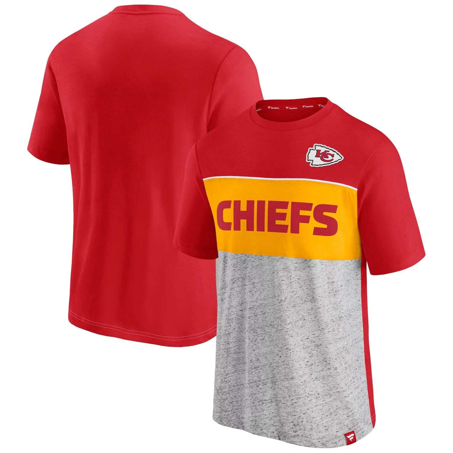 

Мужская красная/серая футболка Fanatics Kansas City Chiefs с цветными блоками, Красный