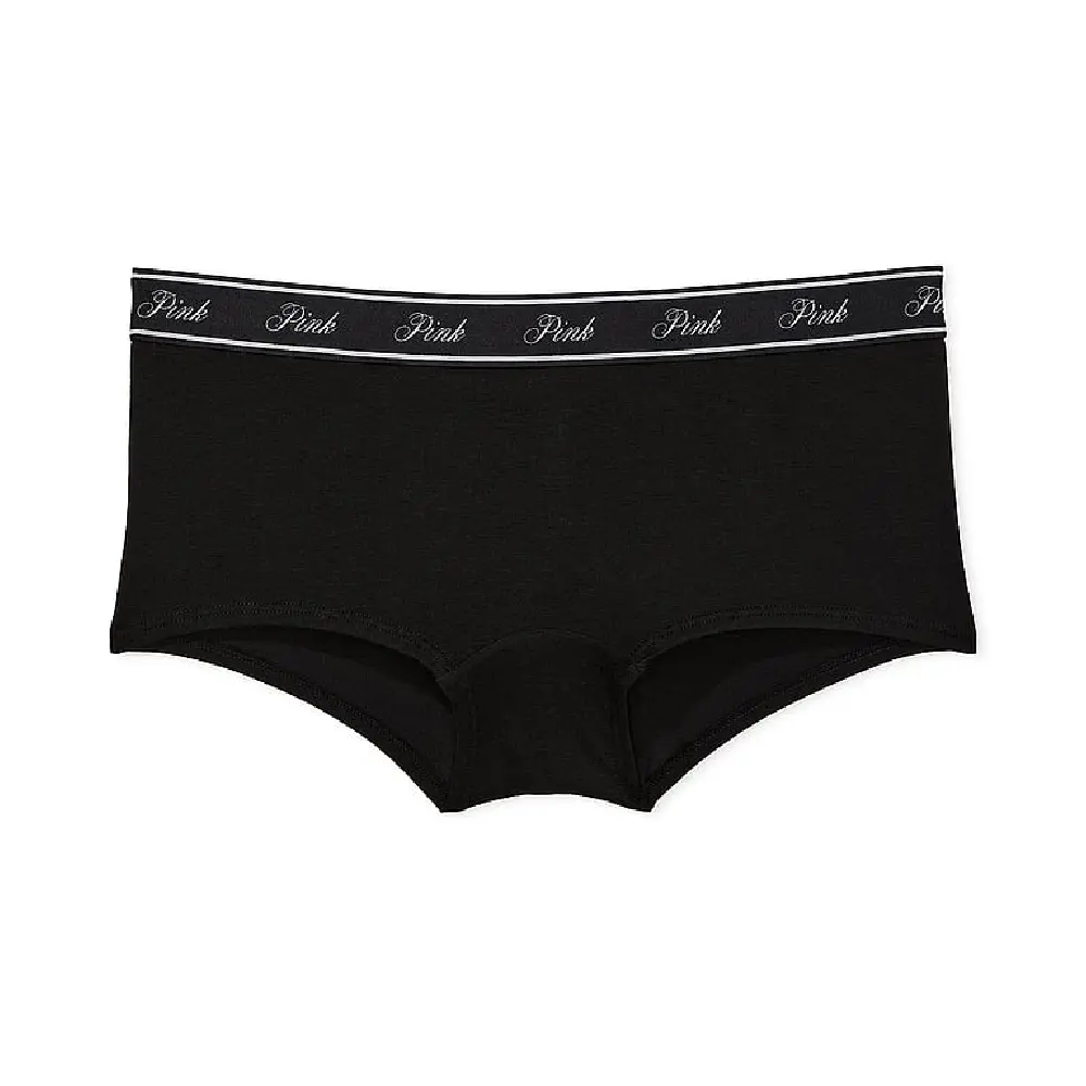 

Трусы Victoria's Secret Pink Logo Logo Cotton Boyshort, черный