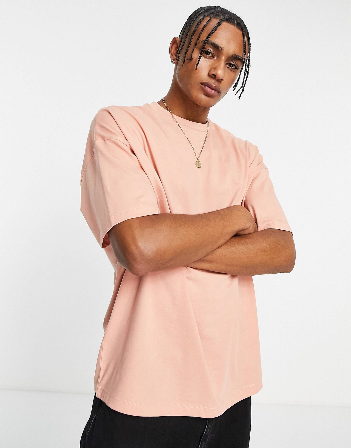 

Выбеленная розовая футболка оверсайз с круглым вырезом ASOS DESIGN