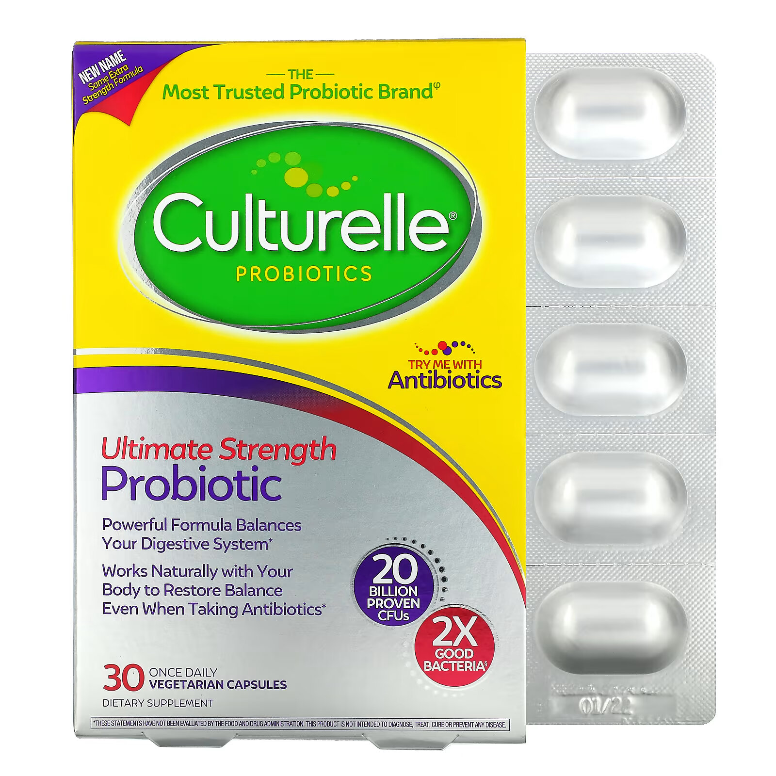 Culturelle, Пробиотик максимальной эффективности, 20 млрд КОЕ, 30 вегетарианских капсул trace minerals пробиотик 55 млрд кое 30 капсул