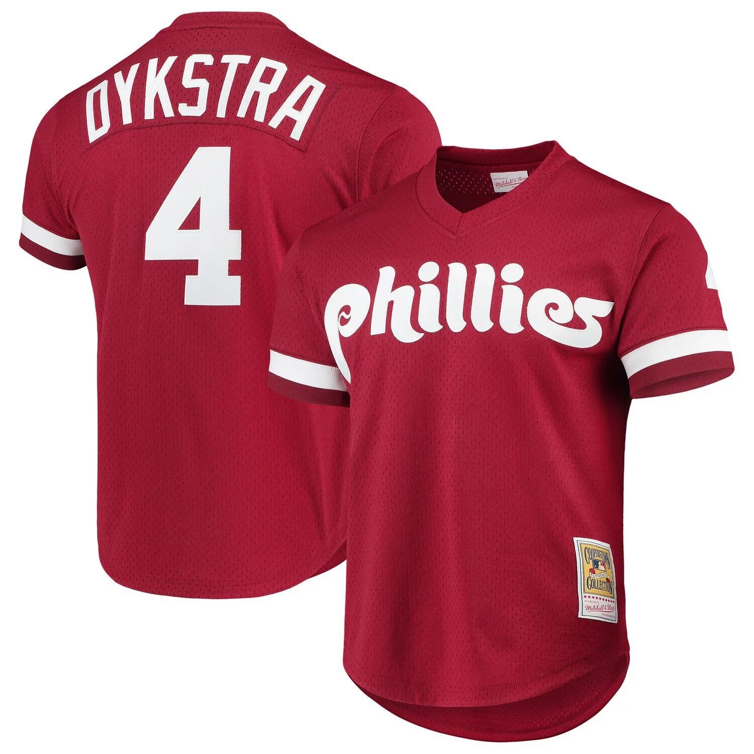 

Mitchell & Ness Lenny Dykstra Philadelphia Phillies Cooperstown Collection Сетчатый тренировочный трикотаж с ватиновым узором - Алый
