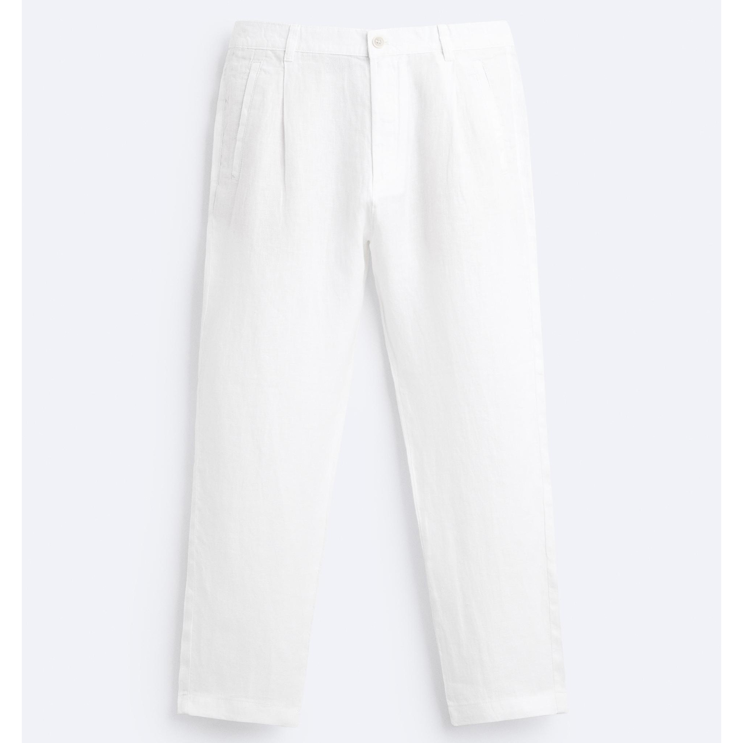 Брюки Zara 100% Linen, белый брюки свободного кроя со складками zara бирюзовый