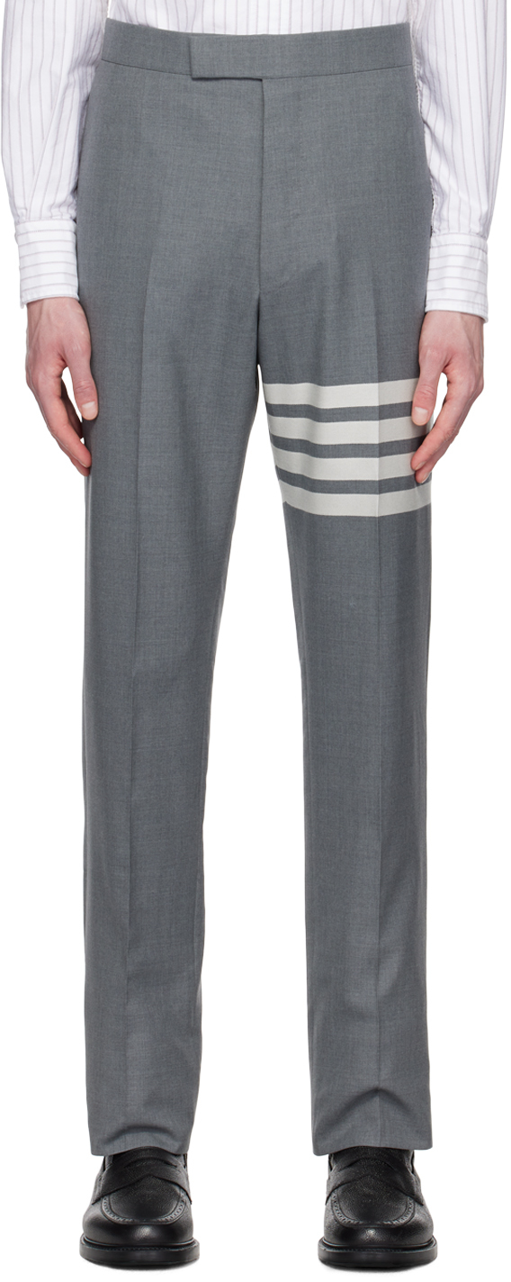 Серые брюки с ремешком на спине Thom Browne