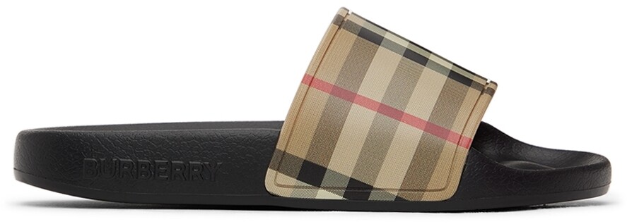 

Детские бежевые шлепанцы в клетку Vintage Check Burberry
