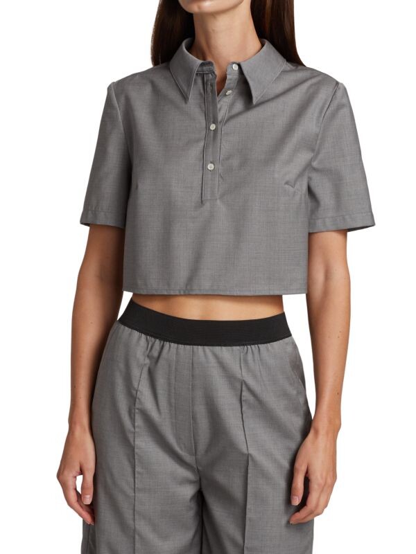 

Шерстяная укороченная рубашка Loulou Studio Grey melange