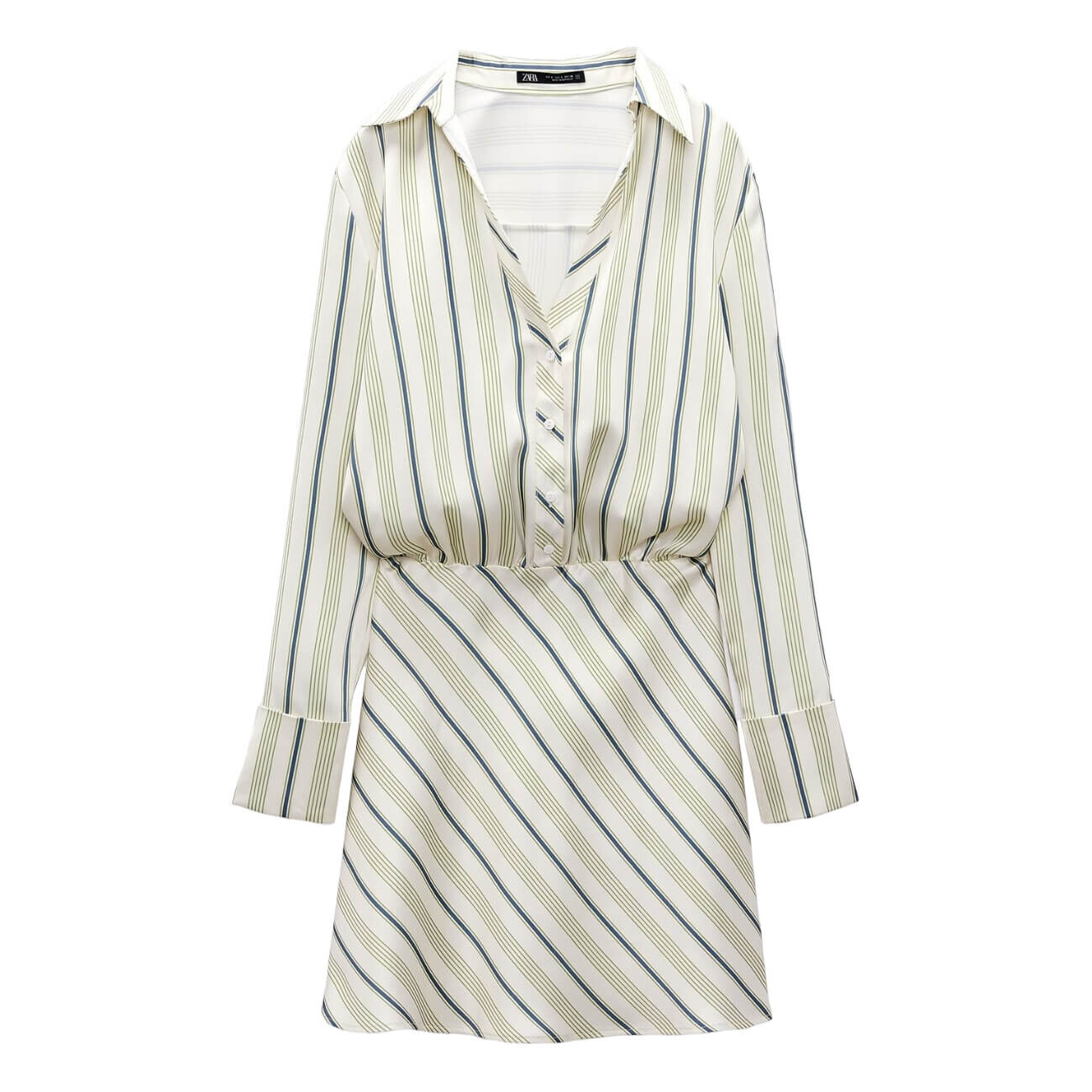 

Платье Zara Striped Mini, экрю/зеленый