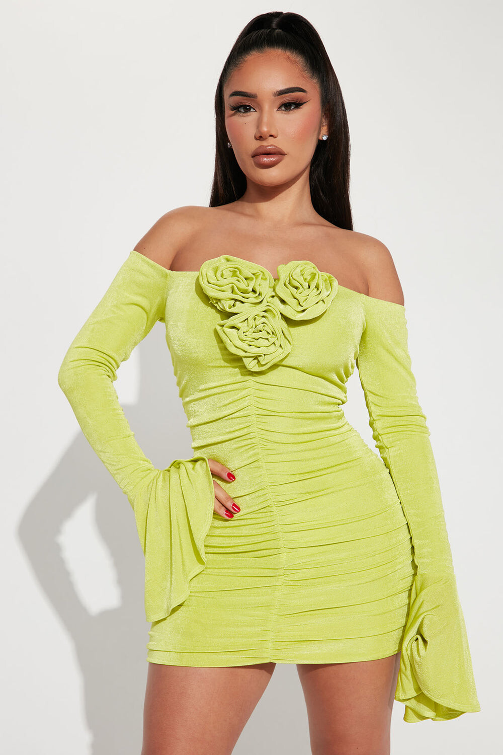 

Мини платье Fashion Nova D8557FN, лаймовый