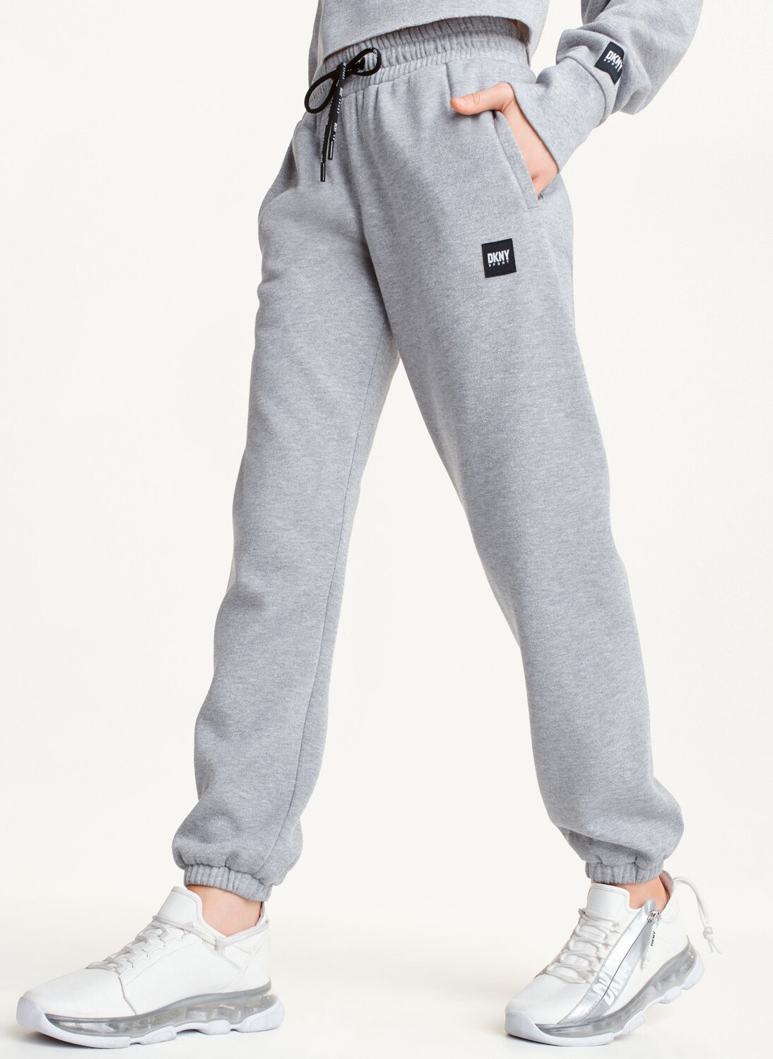 

Джоггеры флисовые с высокой талией DKNY, Серый