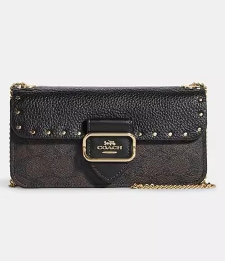 

Сумка кросс-боди Coach Outlet Women's Colorblock Classic Logo Studs Morgan, черный