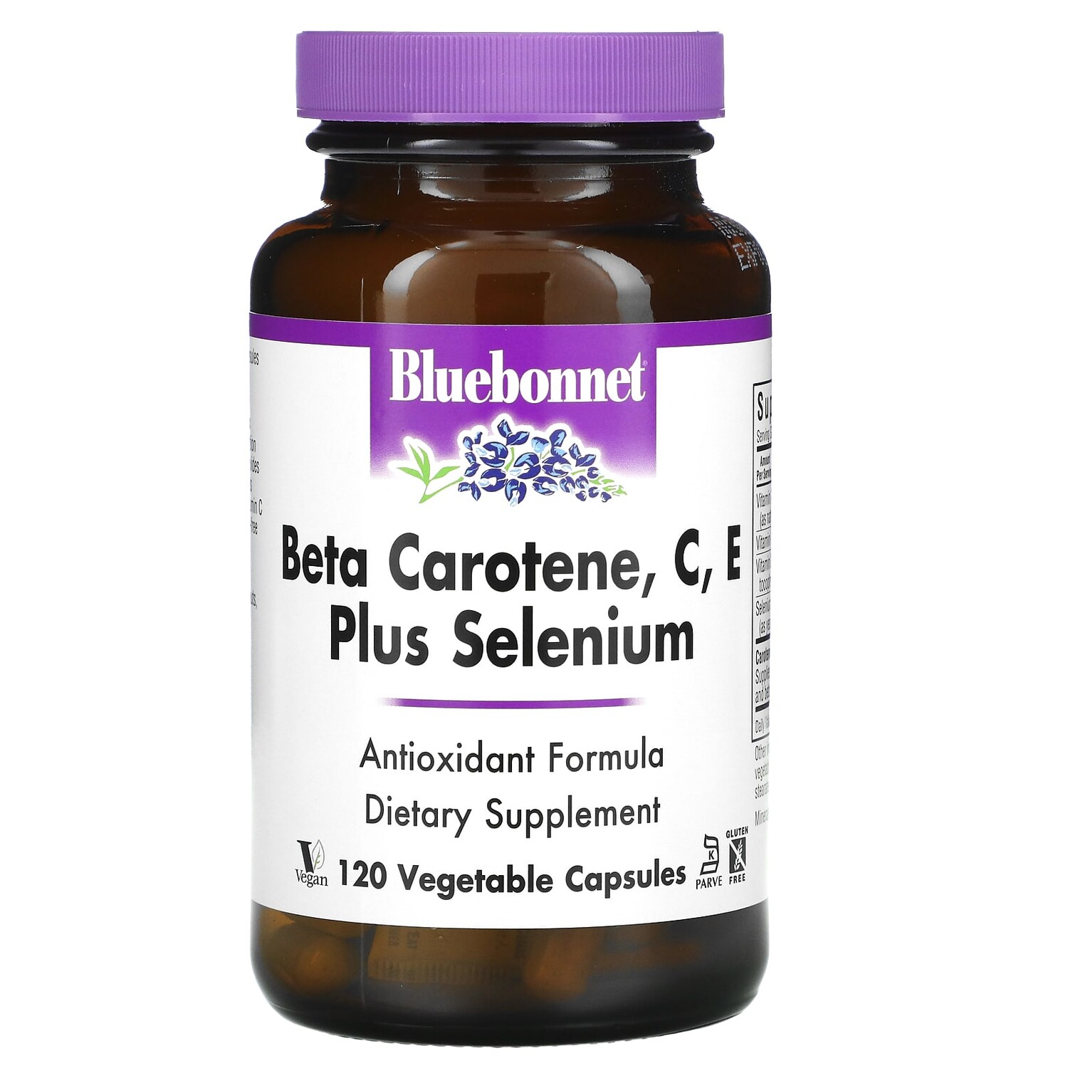 

Бета-каротин, витамины C, E и селен, 120 растительных капсул, Bluebonnet Nutrition