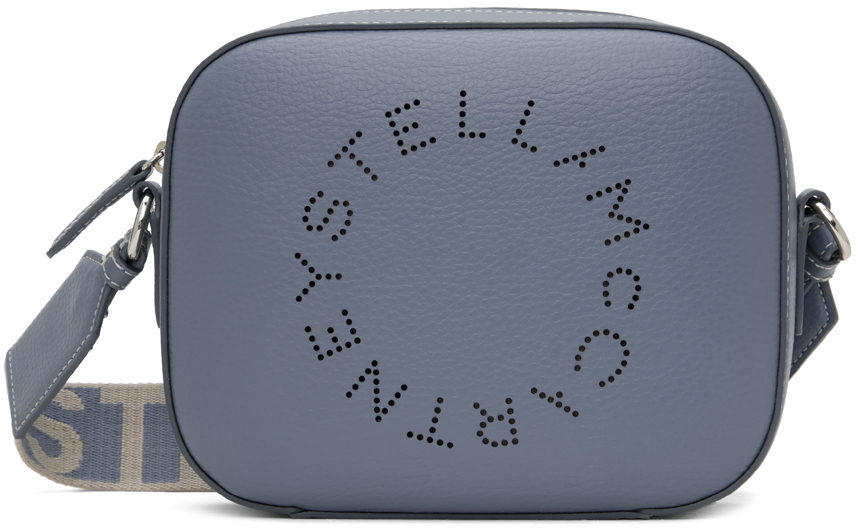 Миниатюрная сумка для фотоаппарата с зернистым ковриком синего цвета с логотипом Stella Mccartney