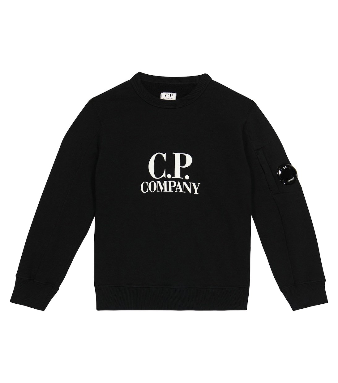 Толстовка из хлопкового флиса с логотипом C.P. COMPANY KIDS, черный