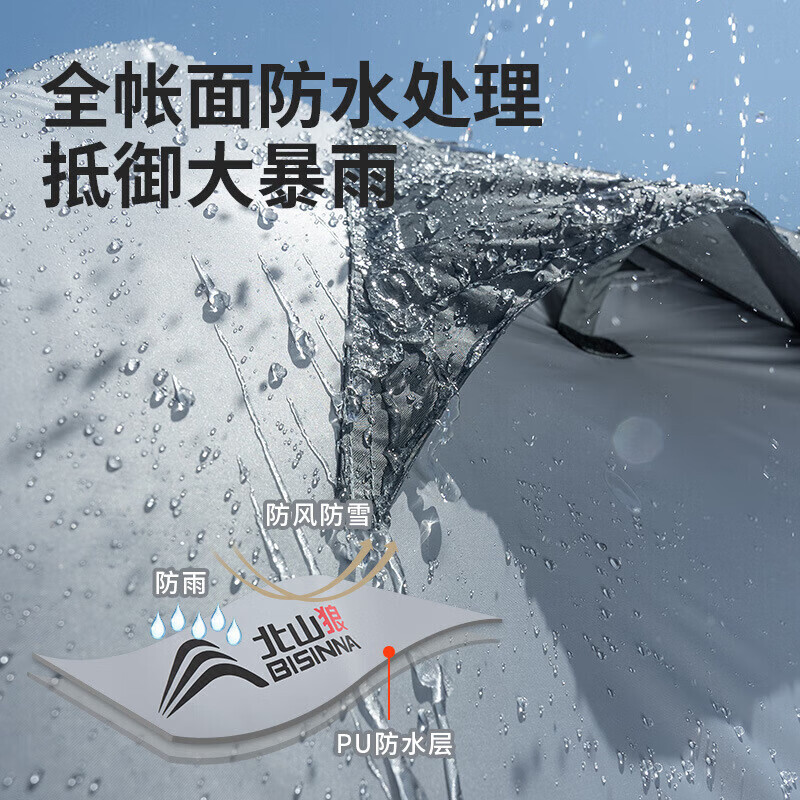 

BSWolf Breeze палатка для улицы, дикого альпинизма, кемпинга, виниловая палатка, солнцезащитная и непромокаемая, для четырех человек, Мубаи, серый ZL046
