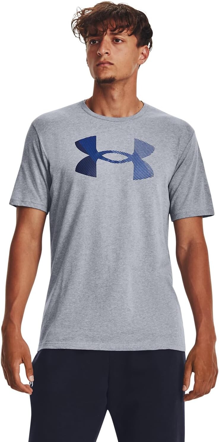 

Футболка с коротким рукавом и большим логотипом Under Armour, цвет Steel Light Heather/Black/Team Royal