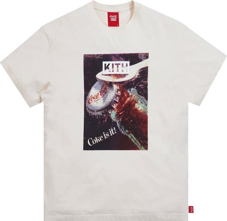 

Футболка Kith x Coca-Cola Open Bottle Vintage Tee 'Ivory', кремовый, Бежевый