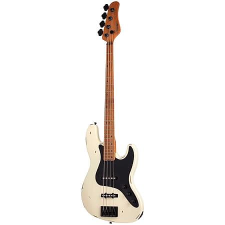 цена Schecter Guitar Research J-4 Sixx Relic 4-String RH Electric Bass-Worn Ivory 355