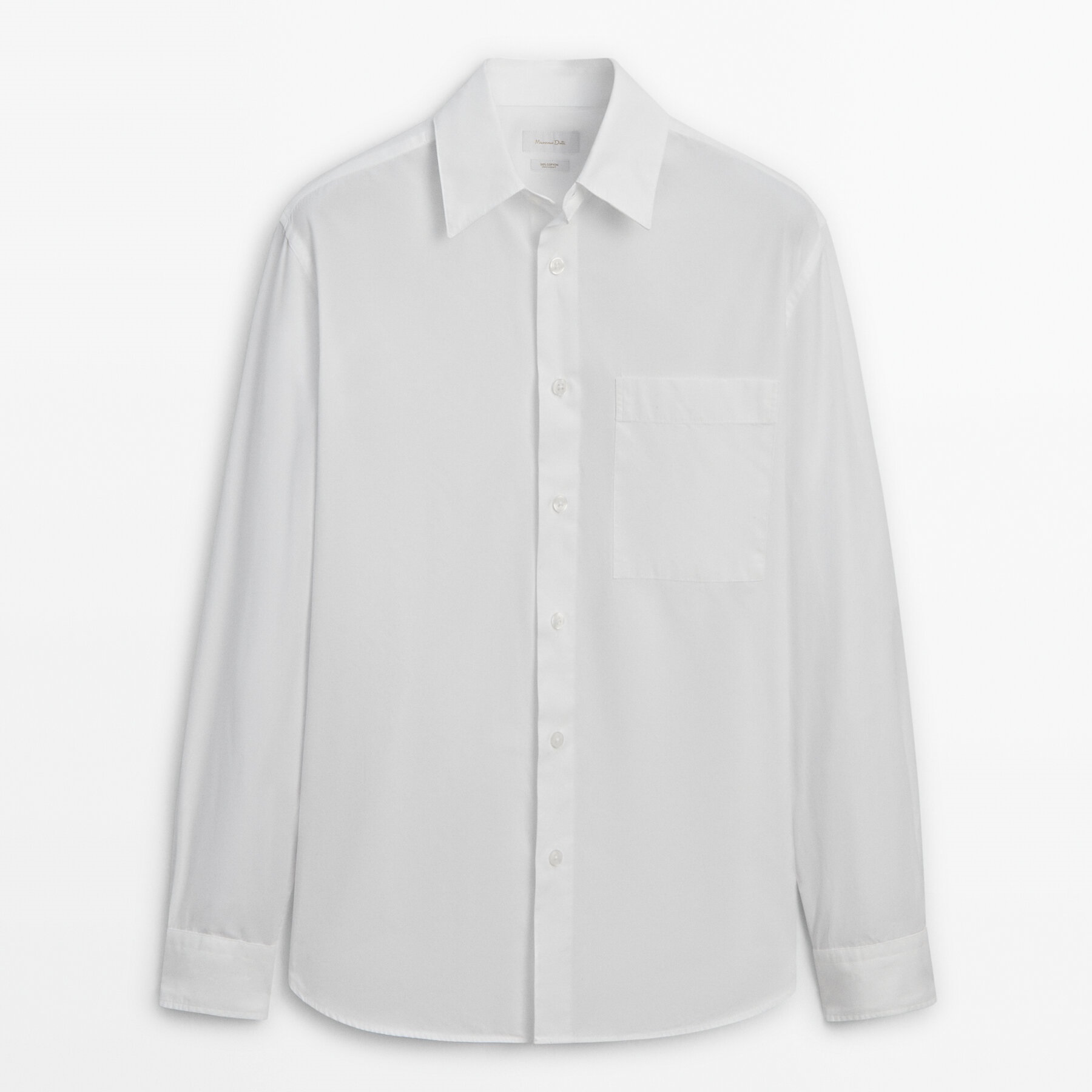 Рубашка Massimo Dutti Regular Fit Poplin With Pocket, белый