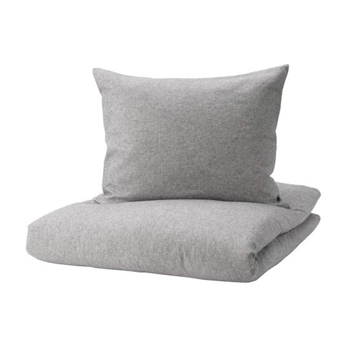 комплект постельного белья ikea bergpalm серый Комплект постельного белья Ikea Vastkustros, темно-серый/белый