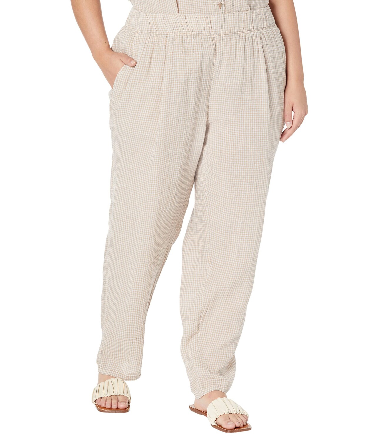 

Брюки с высокой посадкой Eileen Fisher, Tapered Ankle Pants in Puckered Organic Linen, Серый