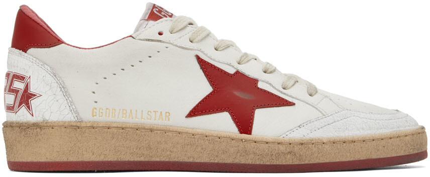 

Красно-белые кроссовки Ball Star Golden Goose