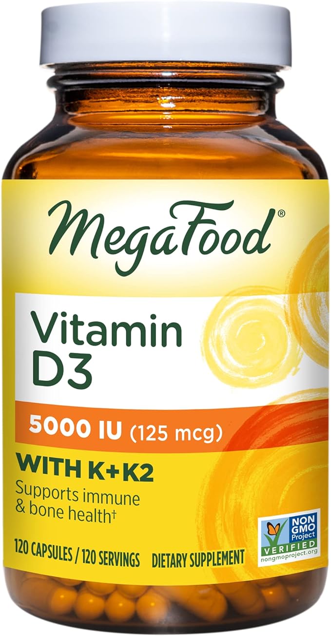 MegaFood Витамин D3 5000 МЕ (125 мкг) — 120 капсул solgar витамин d3 холекальциферол 125 мкг 5000 ме 120 вегетарианских капсул