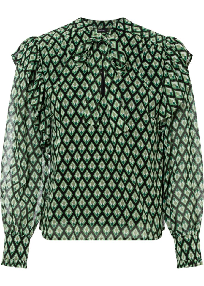 Блузка с воланами Bodyflirt, зеленый