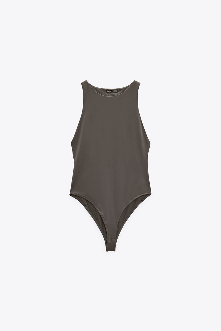 

Боди Zara с горловиной халтер, хаки
