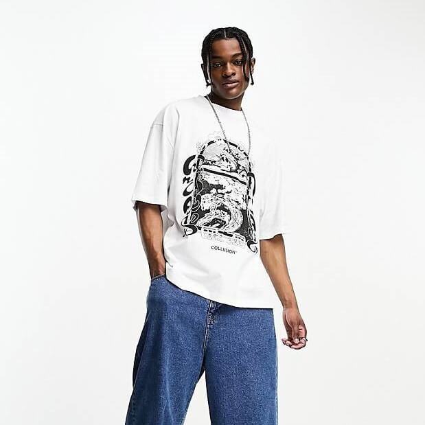 

Футболка Collusion Front Print Short Sleeve, белый