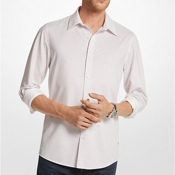 

Рубашка Michael Kors Slim-Fit Printed Stretch, белый/черный