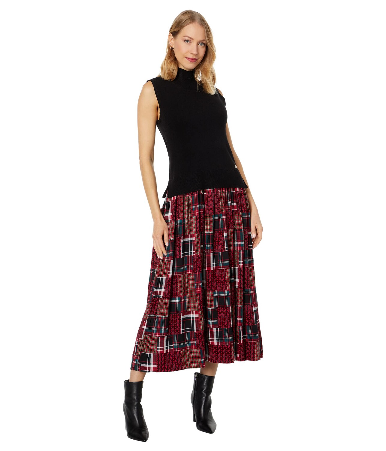 

Платье Tommy Hilfiger, Patchwork Plaid Sleeveless Sweaterdress