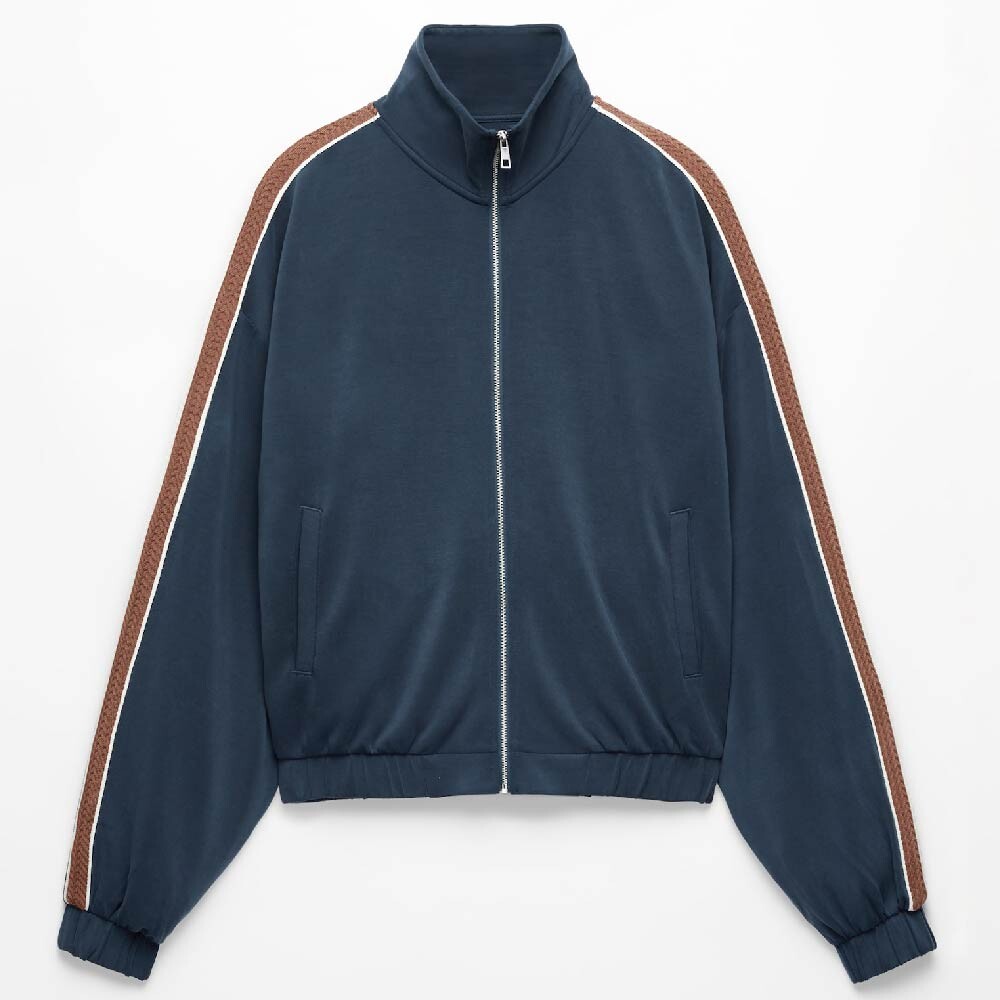 

Толстовка Oysho Side Applique Bomber, темно-синий/темно-красный/белый