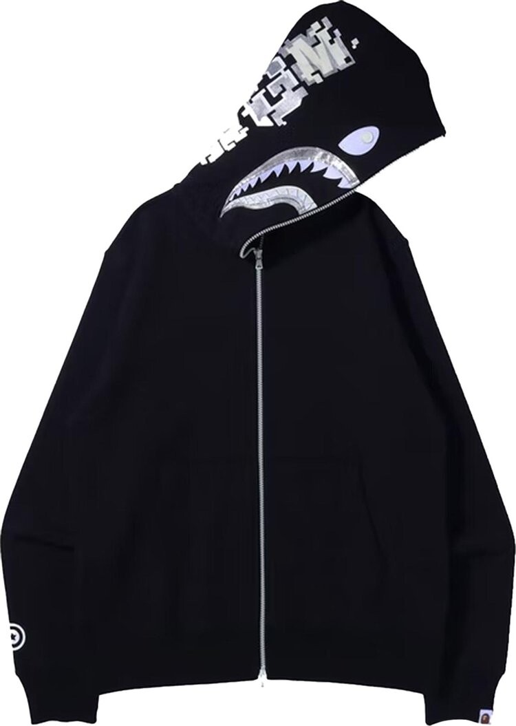 

Худи BAPE Digital Shark Full Zip Hoodie 'Black', черный