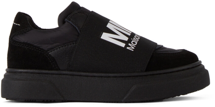 

Детские черные кроссовки без шнурков с логотипом MM6 Maison Margiela