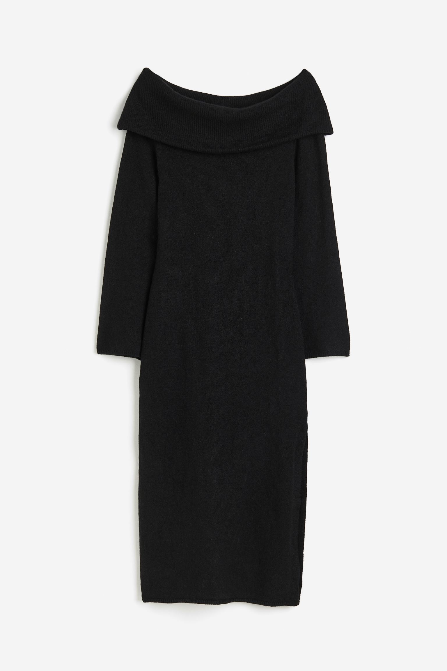 Платье H&M Knit Off-the-shoulder, черный
