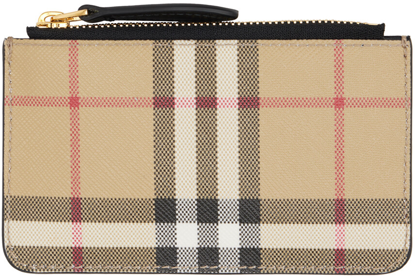 

Бежевый кошелек для монет в винтажную клетку Burberry