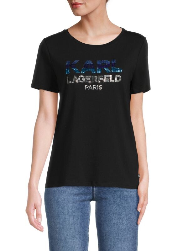 

Футболка Karl Lagerfeld Paris ослепленная с логотипом, черный