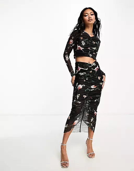 

Юбка миди AllSaints Tessa co-ord, черный