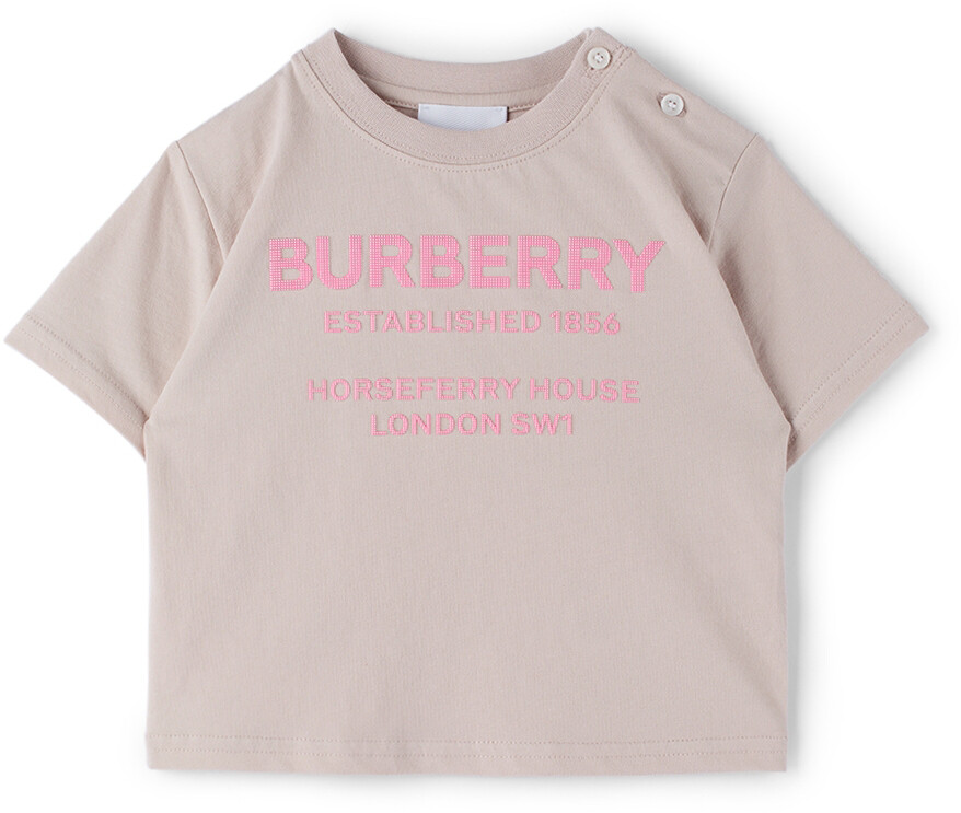 

Футболка Baby Pink Horseferry Светло-розово-бежевая Burberry