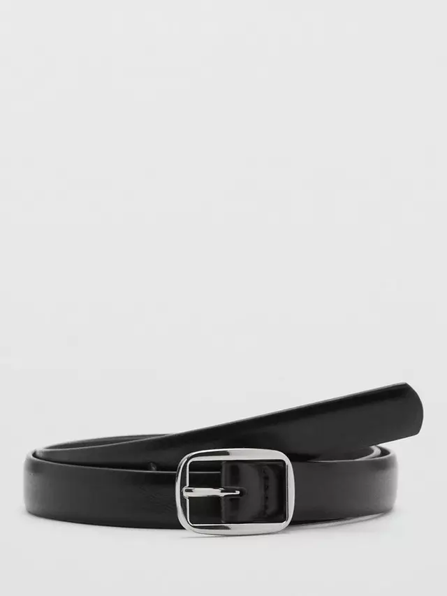 

Ремень Mango Massi Square Buckle, черный